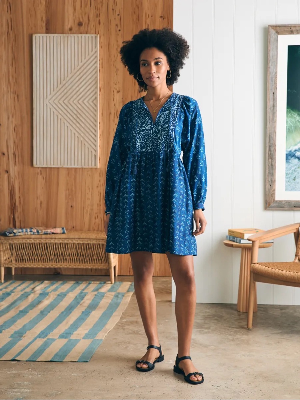 Faherty Silk Blend Solstice Mini Dress in Sunburst Mix Print